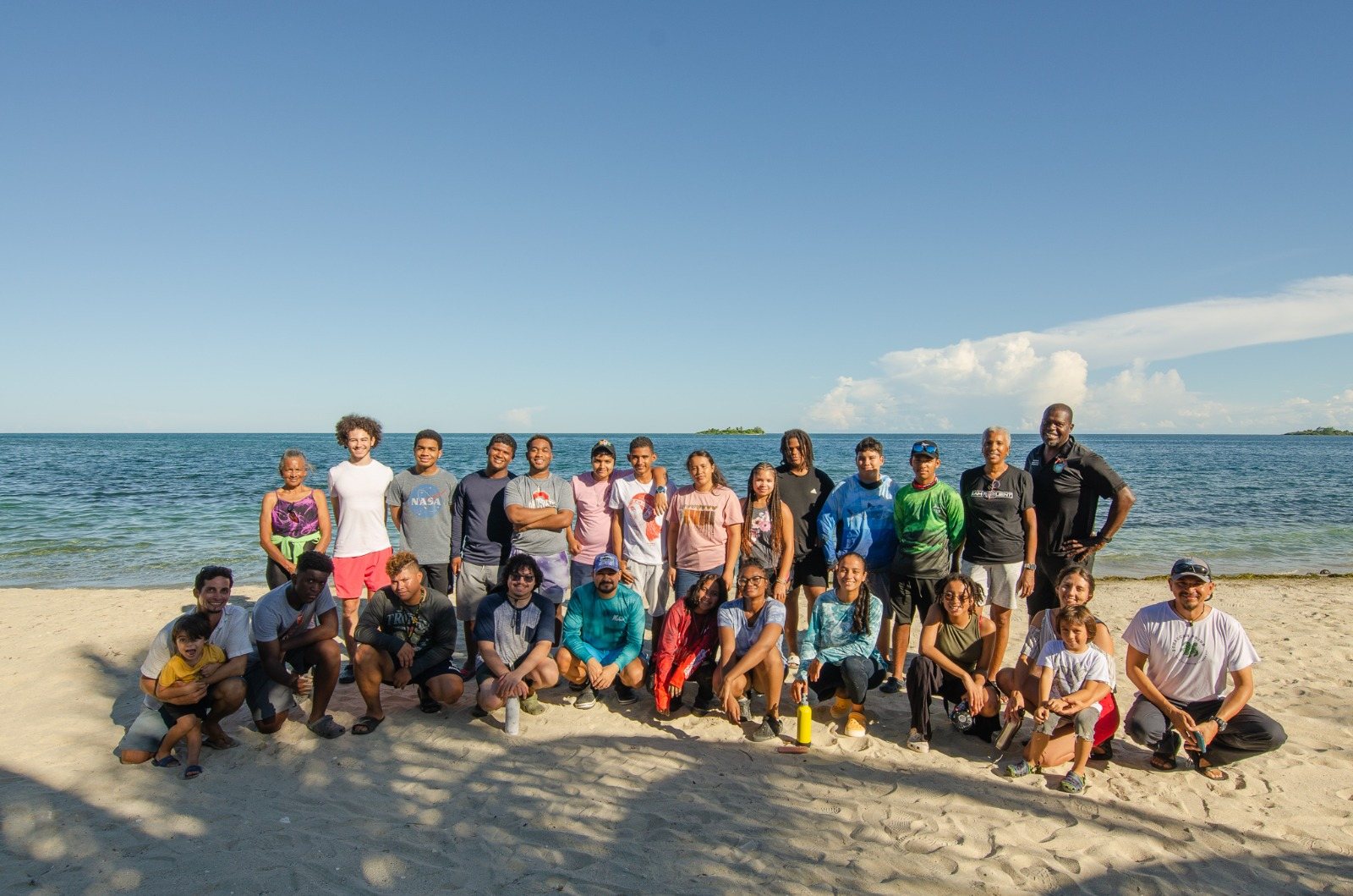 Trip participants on the beach