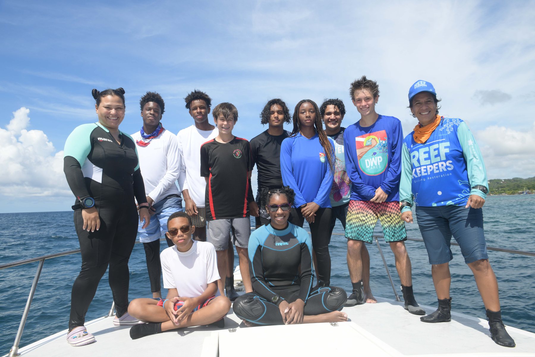 Youth trip group on a boat
